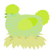 A gluppy and lime chicken with a lace pattern
