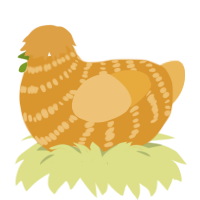 A orange and honey chicken with a bar pattern