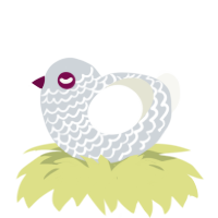 A mist and white chicken with a lace pattern