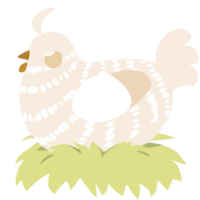 A cream chicken with a bar pattern