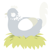A mist and white chicken with a neck-speckle pattern