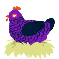 A violet and tumblr chicken with a lace pattern