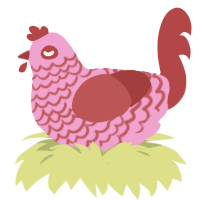 A pink and red chicken with a lace pattern