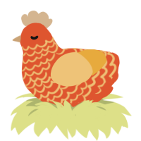 A vermilion and honey chicken with a lace pattern