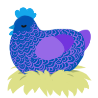 A ultramarine and blurple chicken with a double-lace pattern