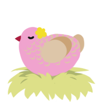 A pink and beige chicken with a half-lace pattern