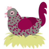 A ash and maroon chicken with a speckle pattern