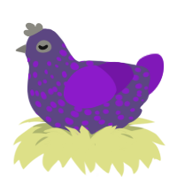 A overcast and violet chicken with a speckle pattern