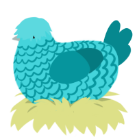 A aqua and teal chicken with a lace pattern