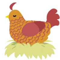 A orange and red chicken with a lace pattern