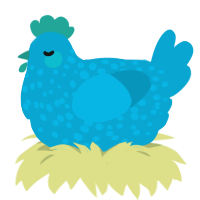 A cerulean chicken with a speckle pattern