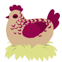 A beige and maroon chicken with a half-lace pattern