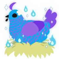 A sky and blurple chicken with a lace pattern