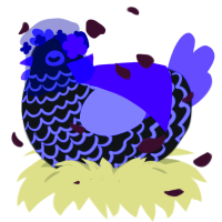 A black and lilac chicken with a lace pattern