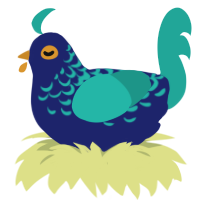 A navy and turquoise chicken with a half-lace pattern