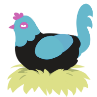 A sable and sky chicken with a head pattern