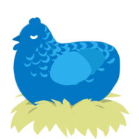 A sapphire and sky chicken with a half-lace pattern