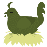 A olive chicken with a lace pattern