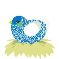A sapphire and white chicken with a double-lace pattern