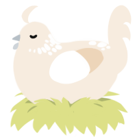 A cream chicken with a neck-speckle pattern