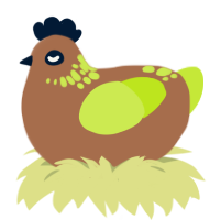 grass block, a brown and lime chicken with a neck-speckle pattern