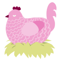 A pink chicken with a lace pattern