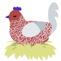 barn², a red and mist chicken with a double-lace pattern