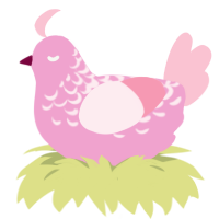 A pink and rose chicken with a half-lace pattern