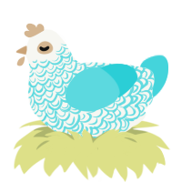 冒険者, a white and aqua chicken with a double-lace pattern