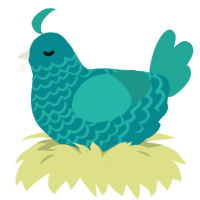 A teal and turquoise chicken with a lace pattern