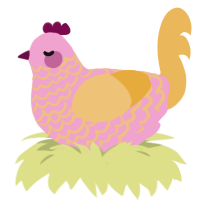 A pink and honey chicken with a lace pattern