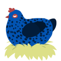A ultramarine and tumblr chicken with a speckle pattern