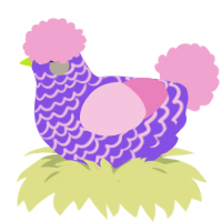 (unnamed), a blurple and pink chicken with a lace pattern