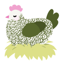 A white and olive chicken with a double-lace pattern