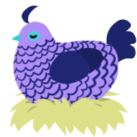 Utensil Cornelio, a lilac and navy chicken with a lace pattern