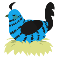 A sky and sable chicken with a bar pattern