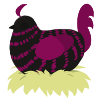 A sable and wine chicken with a bar pattern