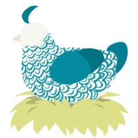 A white and sea chicken with a double-lace pattern