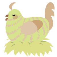 A lemon and beige chicken with a bar pattern