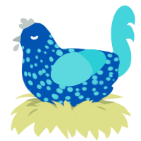 A ultramarine and aqua chicken with a speckle pattern