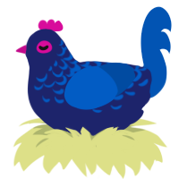 A navy and ultramarine chicken with a half-lace pattern