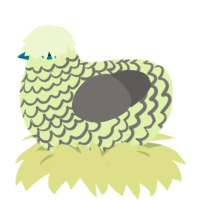 A apple and grey chicken with a lace pattern