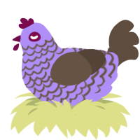 macy, a lilac and bark chicken with a lace pattern