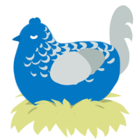 A sapphire and silver chicken with a half-lace pattern