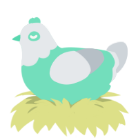 A mint and mist chicken with a head pattern