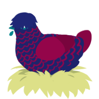 A navy and maroon chicken with a lace pattern
