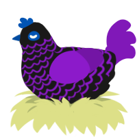 A sable and violet chicken with a lace pattern