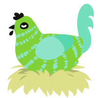 sour apple, a grass and mint chicken with a bar pattern