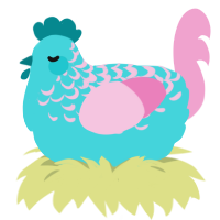 (unnamed), a aqua and pink chicken with a half-lace pattern