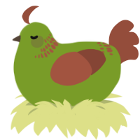 A chartreuse and russet chicken with a neck-band pattern